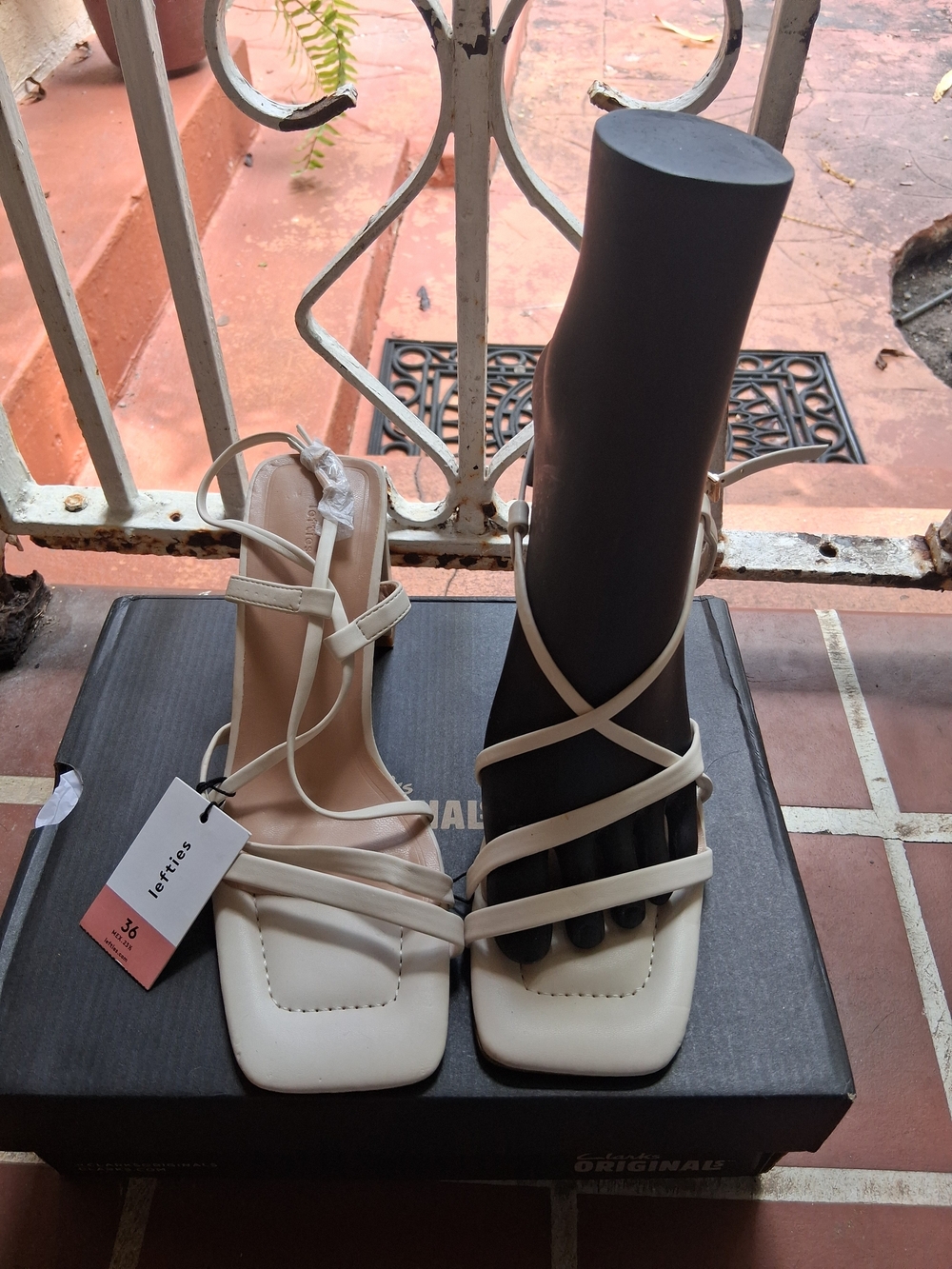 Letties White Strappy Square-Toe Heeled Sandals